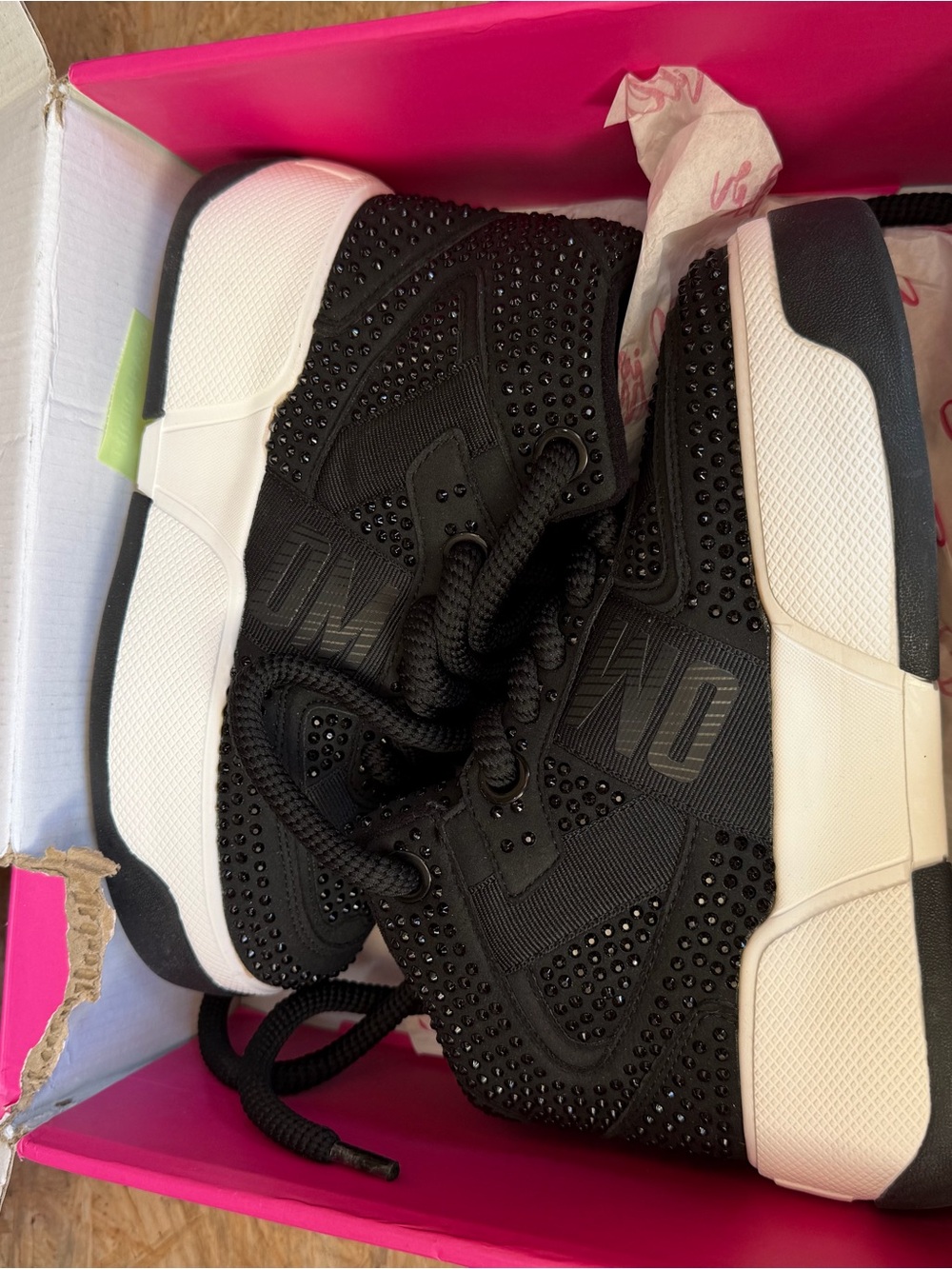 Olivia Miller Black Embellished Wedge Sneakers - Women